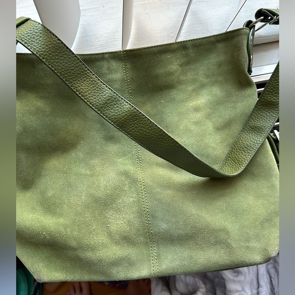 Green suede and leather bag from italy!